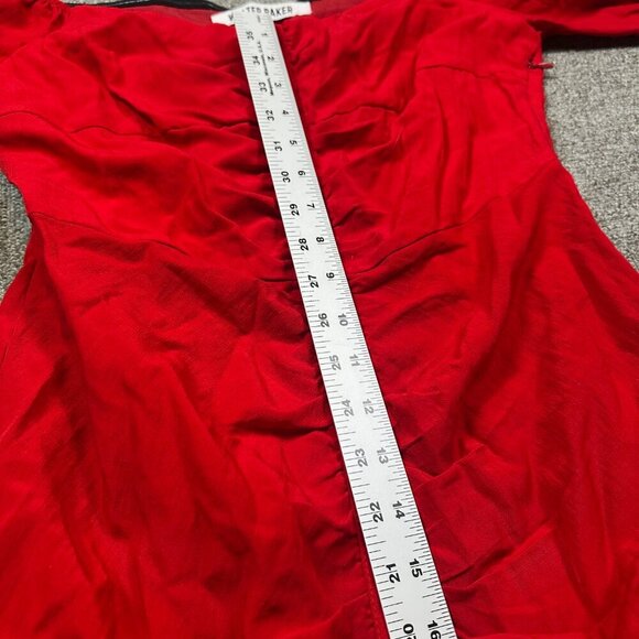 Walter Baker Odette Ruched Off Shoulder Dress Tomato Red Women's Size 6 - Picture 6 of 7